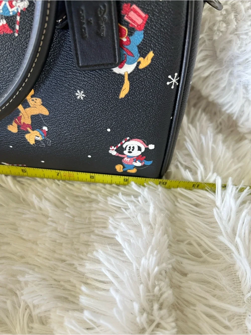Coach Black Rowan Satchel with Disney Character Print
